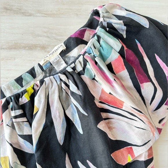 Mara Hoffman One Shoulder Linen Mini Dress in Xylophone Black - Picture 7 of 10